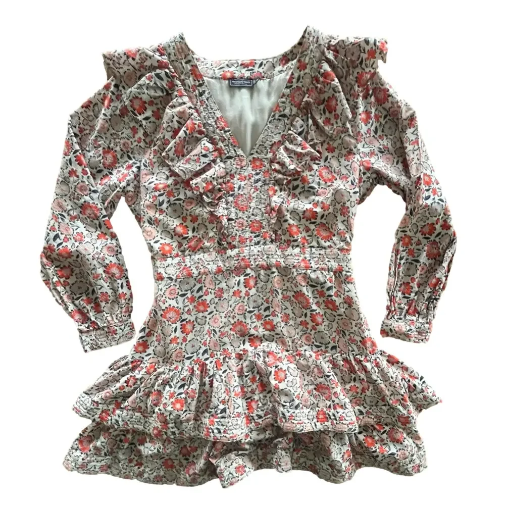 Vineyard Vines Ivy Floral Tiered Ruffle Dress Cotton Silk Size 10